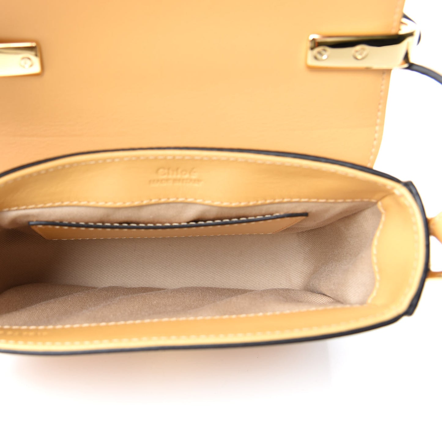 Calfskin Crocodile Embossed Mini C Double Carry Honey Gold