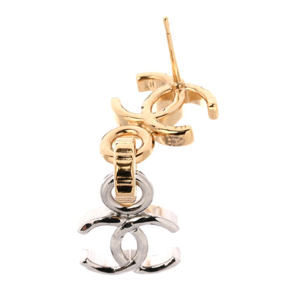 Chanel Metal CC Pendant Drop Earrings Gold Silver 4 of 5