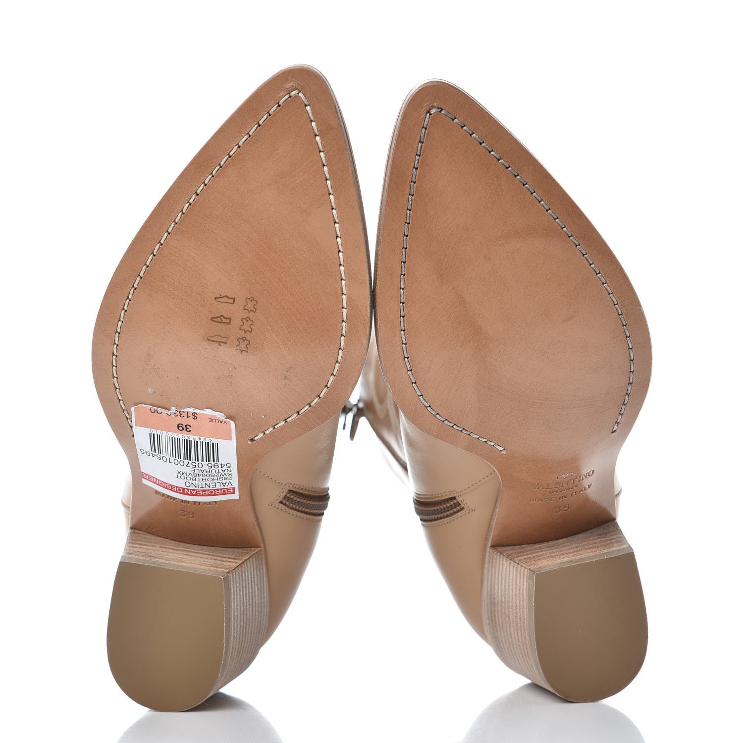 Valentino Garavani Calfskin Embroidered Texan 50mm Cowboy Ankle Boots 39 Naturale 8 of 10