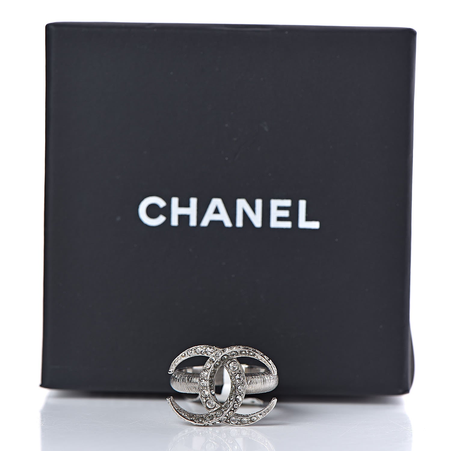 Chanel Crystal CC Moon Ring 6 Silver 5 of 5