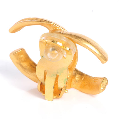 Chanel CC Clip On Earrings Matte Gold 3 of 5