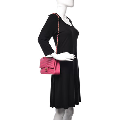 Chanel Lambskin Chevron Quilted Medium Double Flap Pink 2 of 18