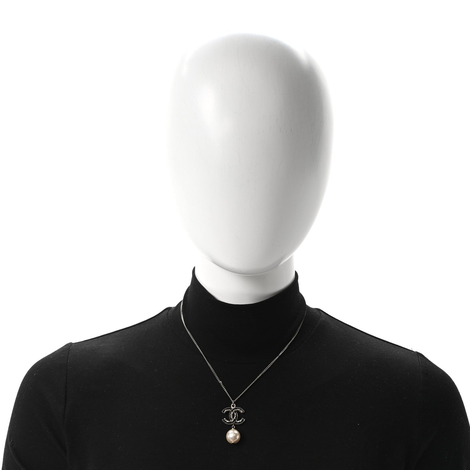 Chanel Enamel Pearl CC Baroque Drop Necklace Black Gold 2 of 5