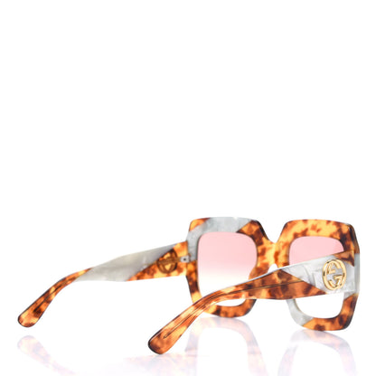 Gucci Square Web Frame Striped Sunglasses GG0178S Havana Silver 4 of 4