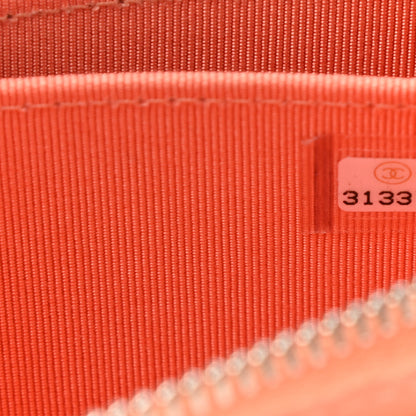 Chanel Lambskin Quilted Zip Around Coin Purse Wallet Coral 6 of 9