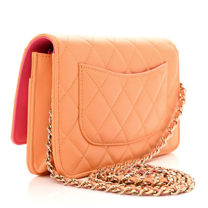 Chanel Lambskin Quilted Sunset Boulevard Wallet On Chain WOC Orange Coral 3 of 12