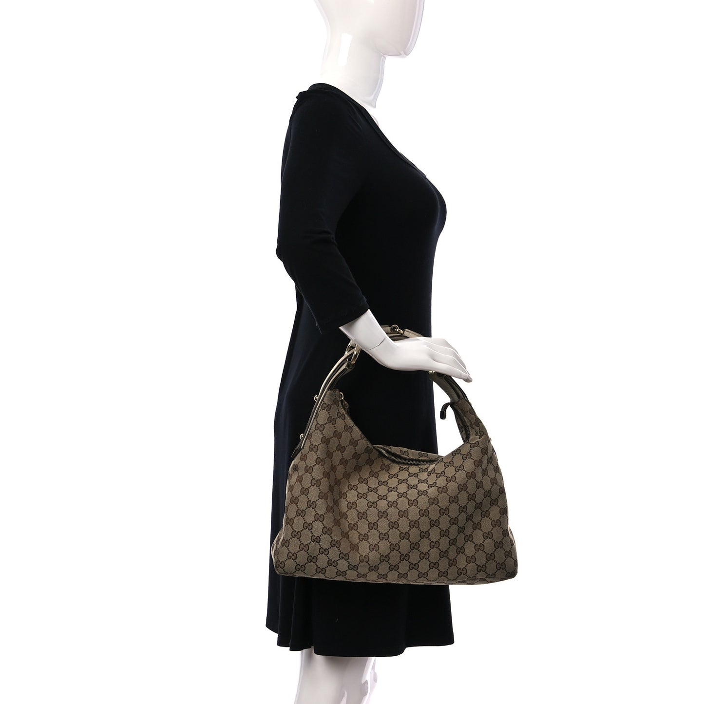 Monogram Medium Horsebit Chain Hobo Off White