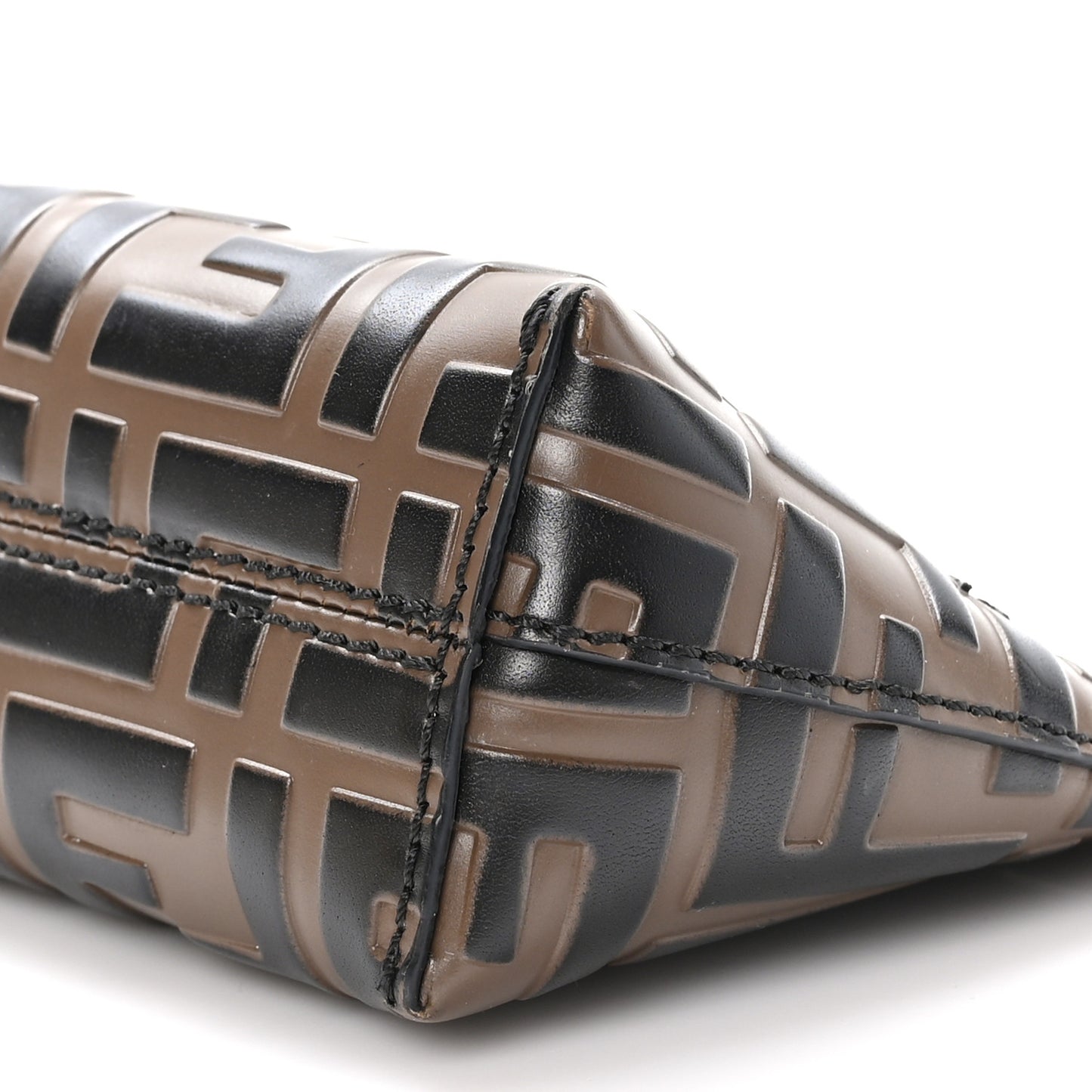 Calfskin FF 1974 Embossed Pyramid Pouch Maya Black