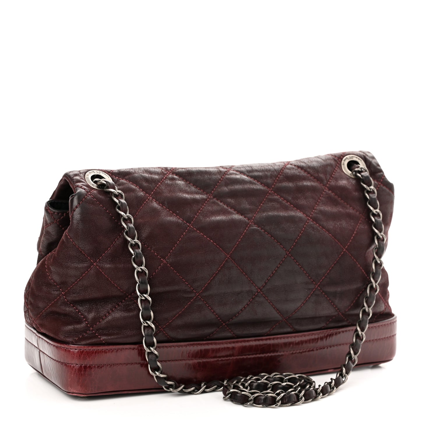 Iridescent Calfskin Quilted VIP Flap Bordeaux