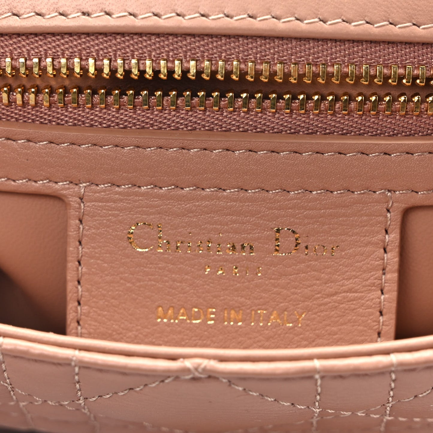 Calfskin Cannage Small Caro Bag Rose De Vents
