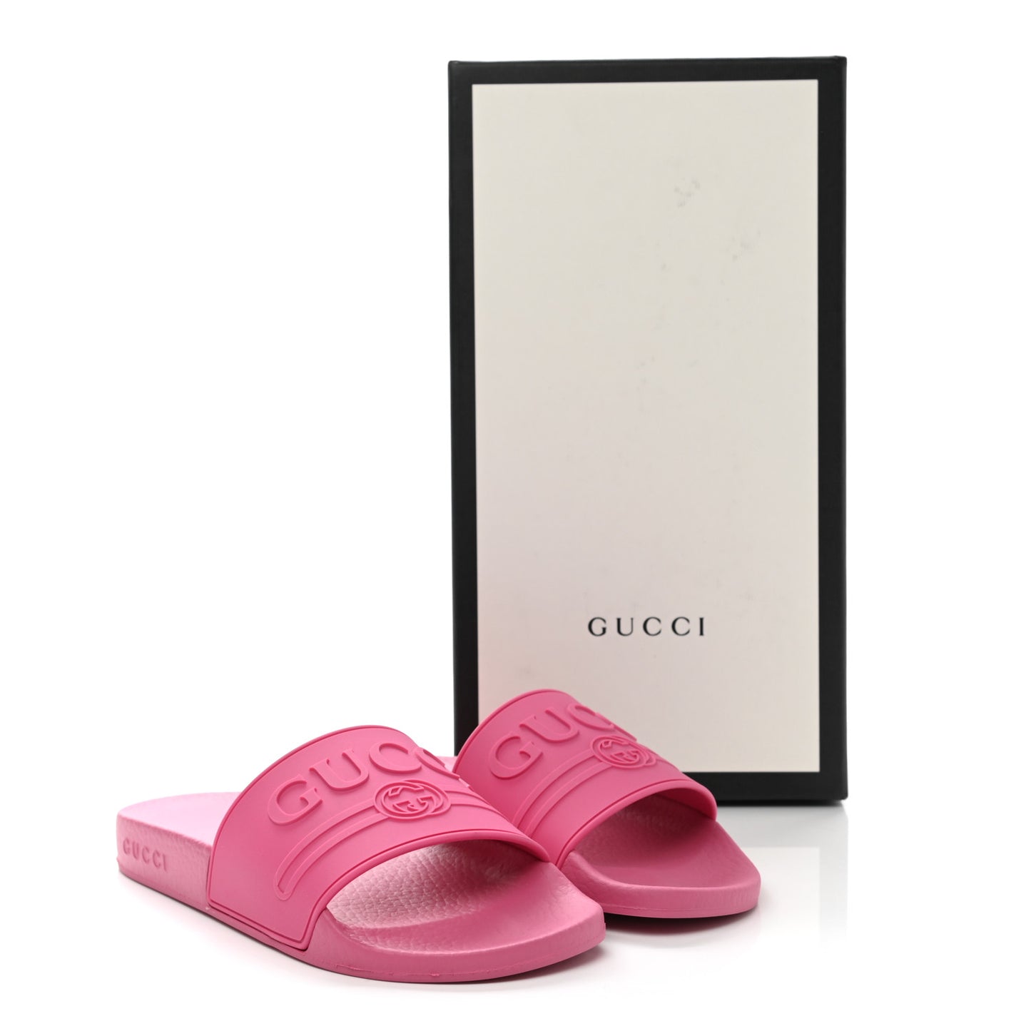 Rubber Womens Logo Slide Sandals 36 Fuchsia