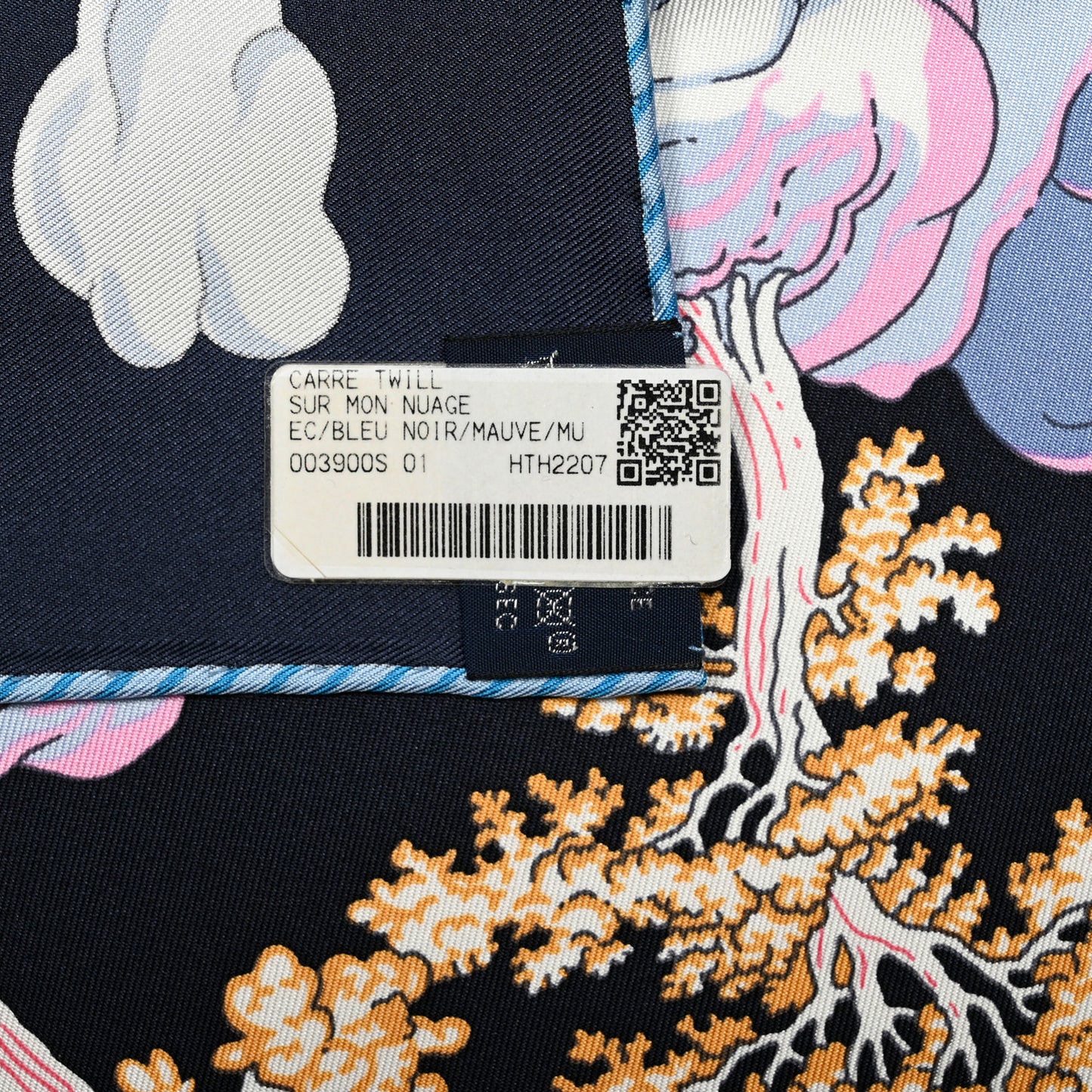Silk Sur Mon Nuage Scarf 90 Bleu Black Mauve Multicolor