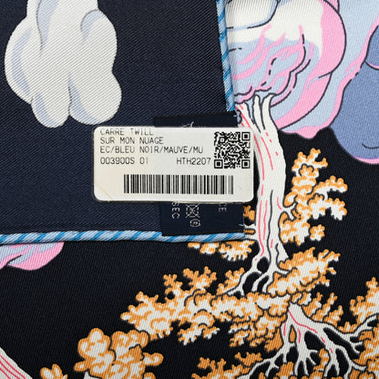 Hermes Silk Sur Mon Nuage Scarf 90 Bleu Black Mauve Multicolor 6 of 6