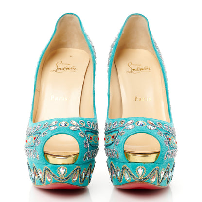 Christian Louboutin Crystal Suede Bollywoody 150 Pumps 39 Turquoise 2 of 8