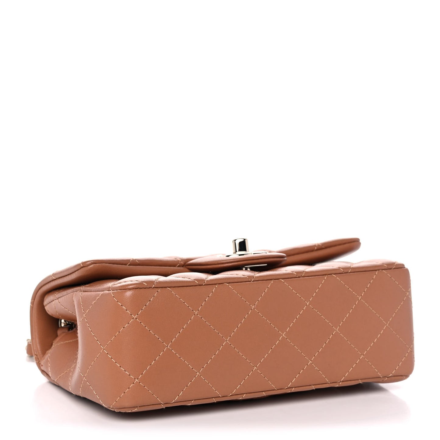 Lambskin Quilted Mini Rectangular Flap Brown