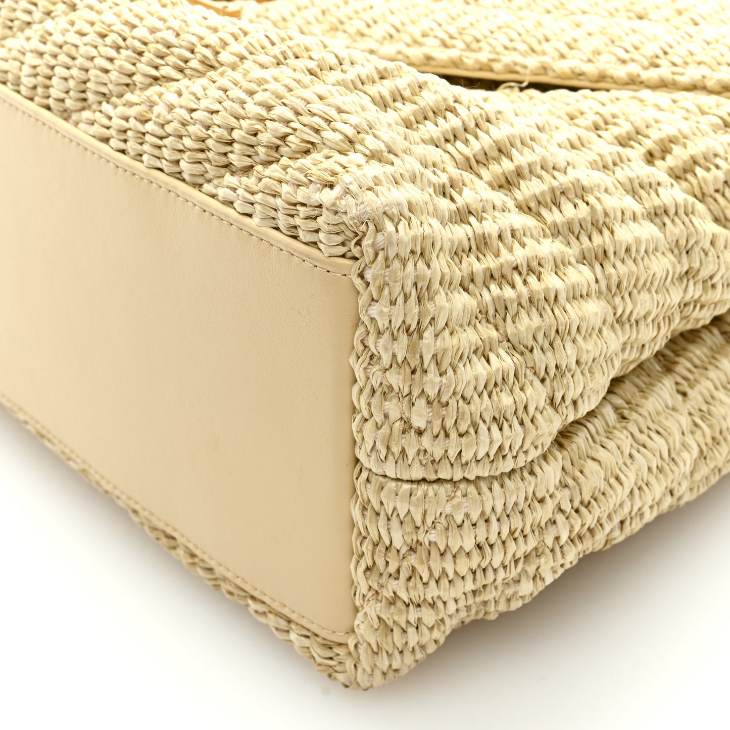 Raffia Quilted Medium Loulou Chain Satchel Natural