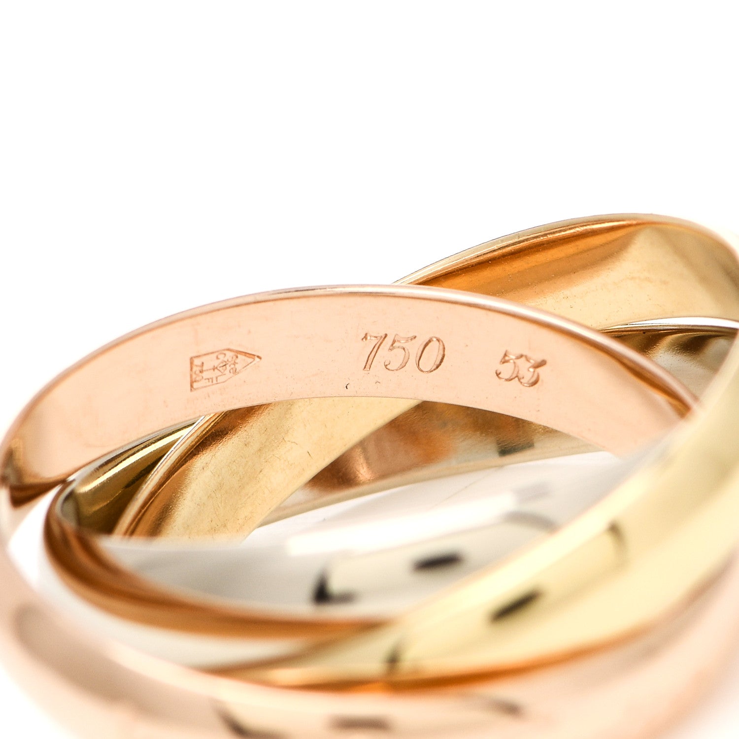 Cartier 18K Pink Yellow White Gold Classic Les Must De Cartier Trinity Ring 53 6.25 4 of 5