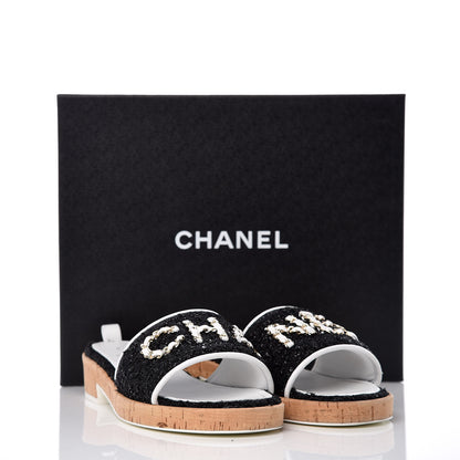 Chanel Tweed Cork CC Chain Mule Sandal 39 Black 12 of 12