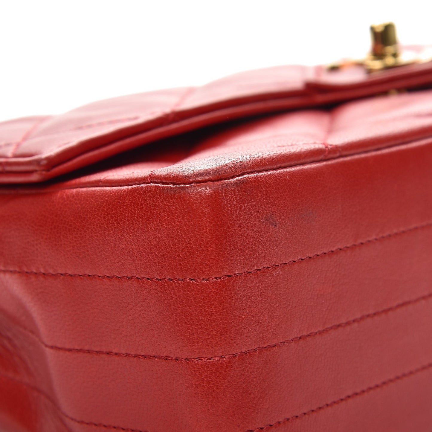 Lambskin Quilted Medium Single Flap Red