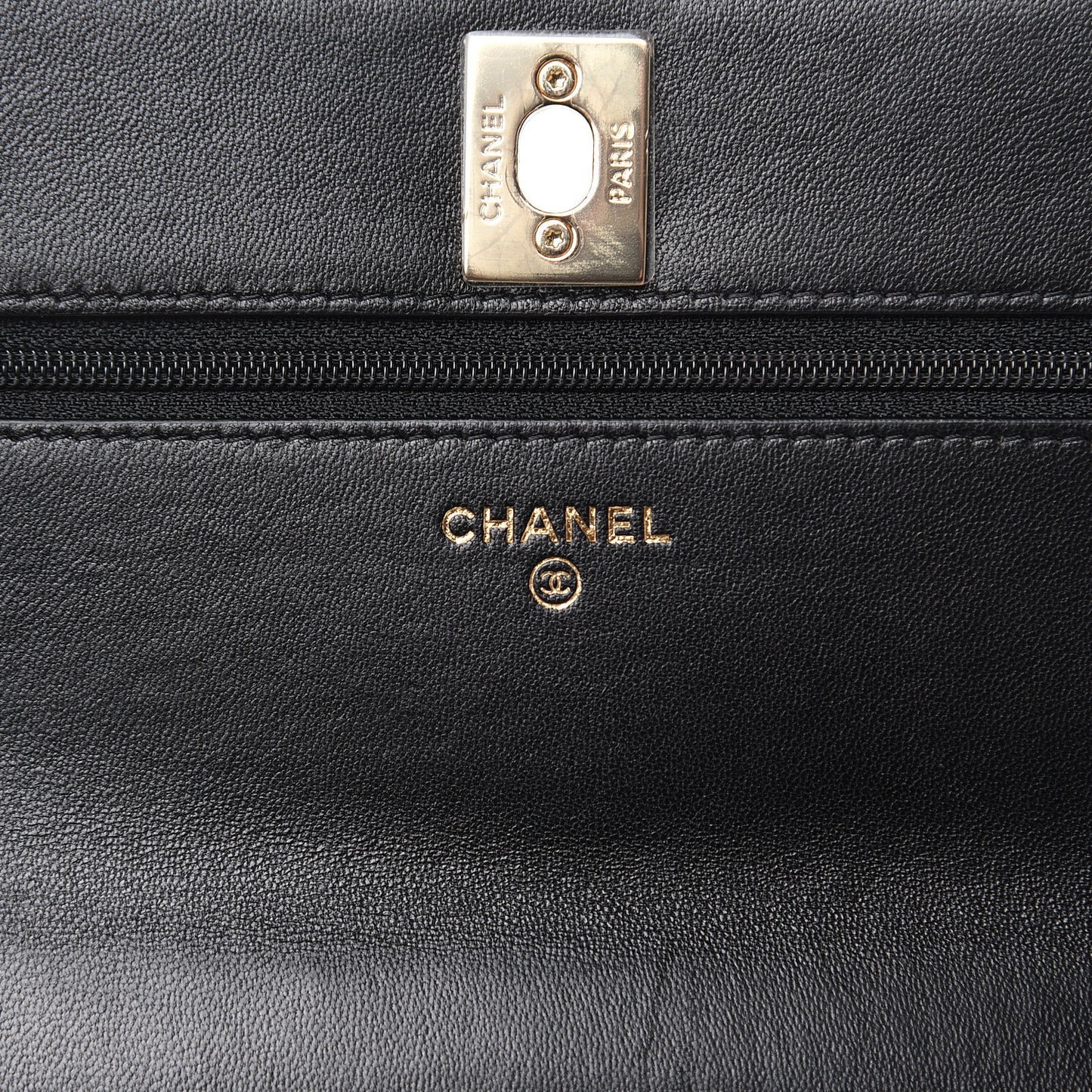 Lambskin Quilted Trendy CC Wallet On Chain WOC Black