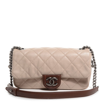 Chanel Calfskin Country Chic Flap Ecru Brown 1 of 7