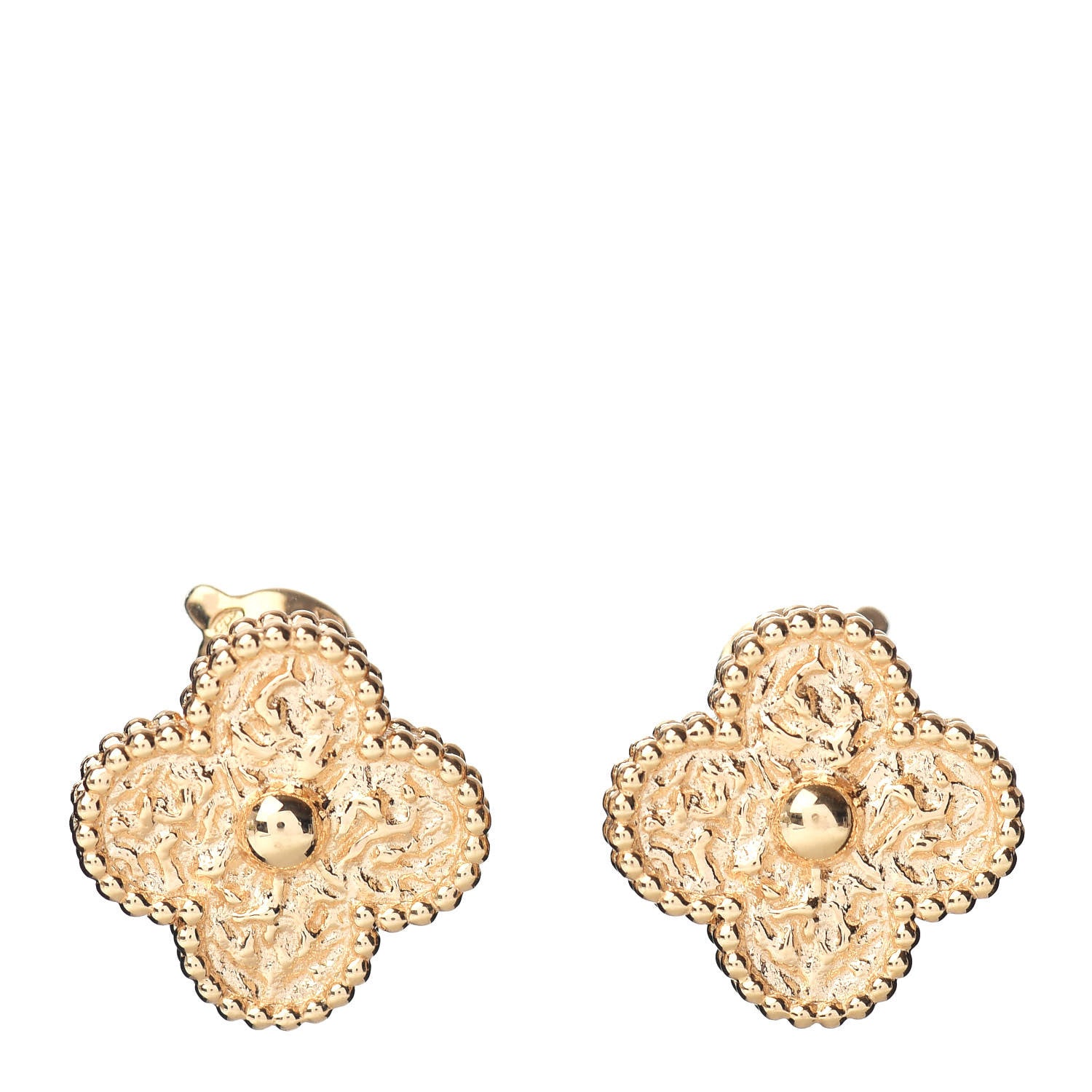 Van Cleef & Arpels 18K Yellow Gold Vintage Alhambra Earrings 1 of 6