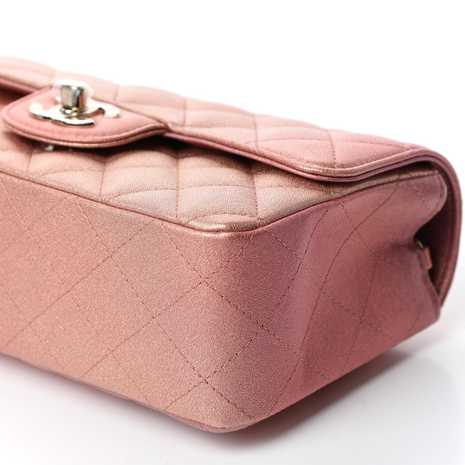 Chanel Metallic Lambskin Quilted Ombre Mini Rectangular Flap Pink 7 of 11