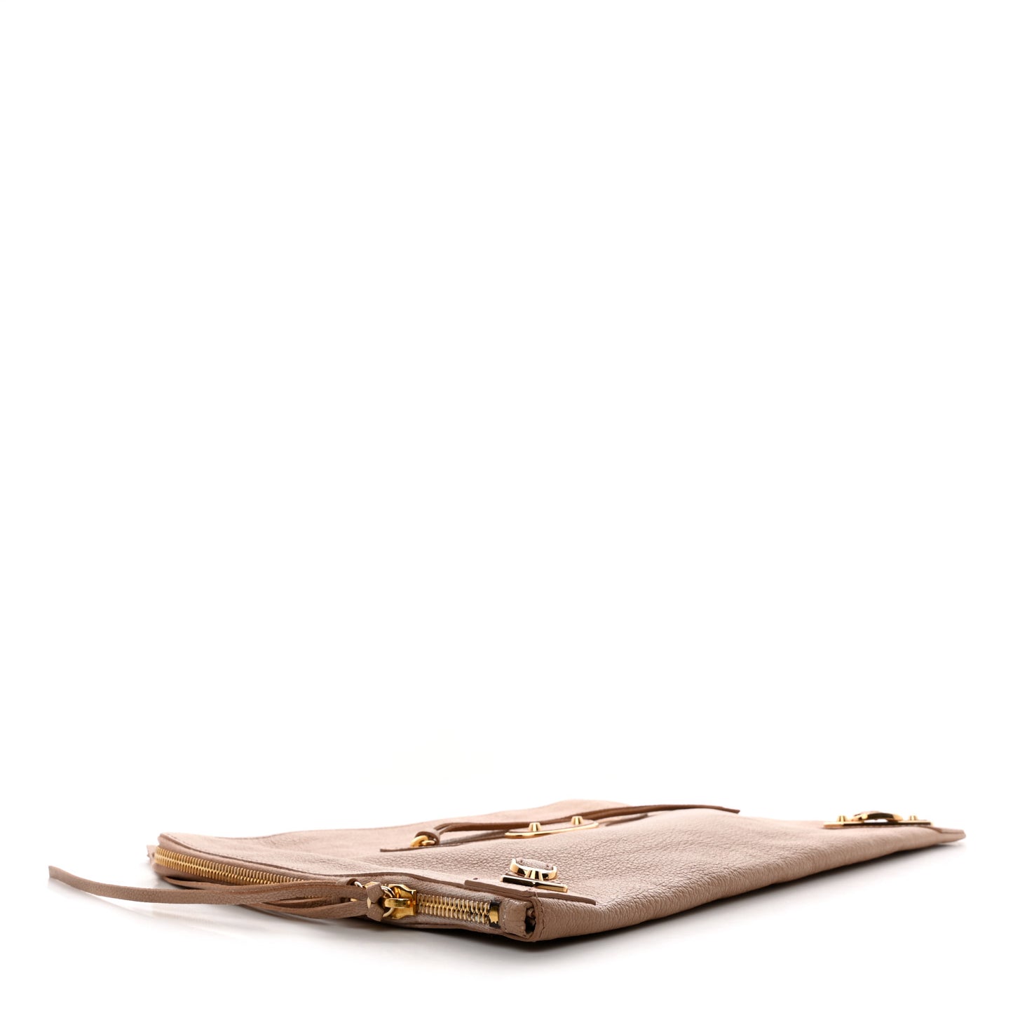 Chevre Gold Metallic Edge Hardware Pouch Rose Des Sables