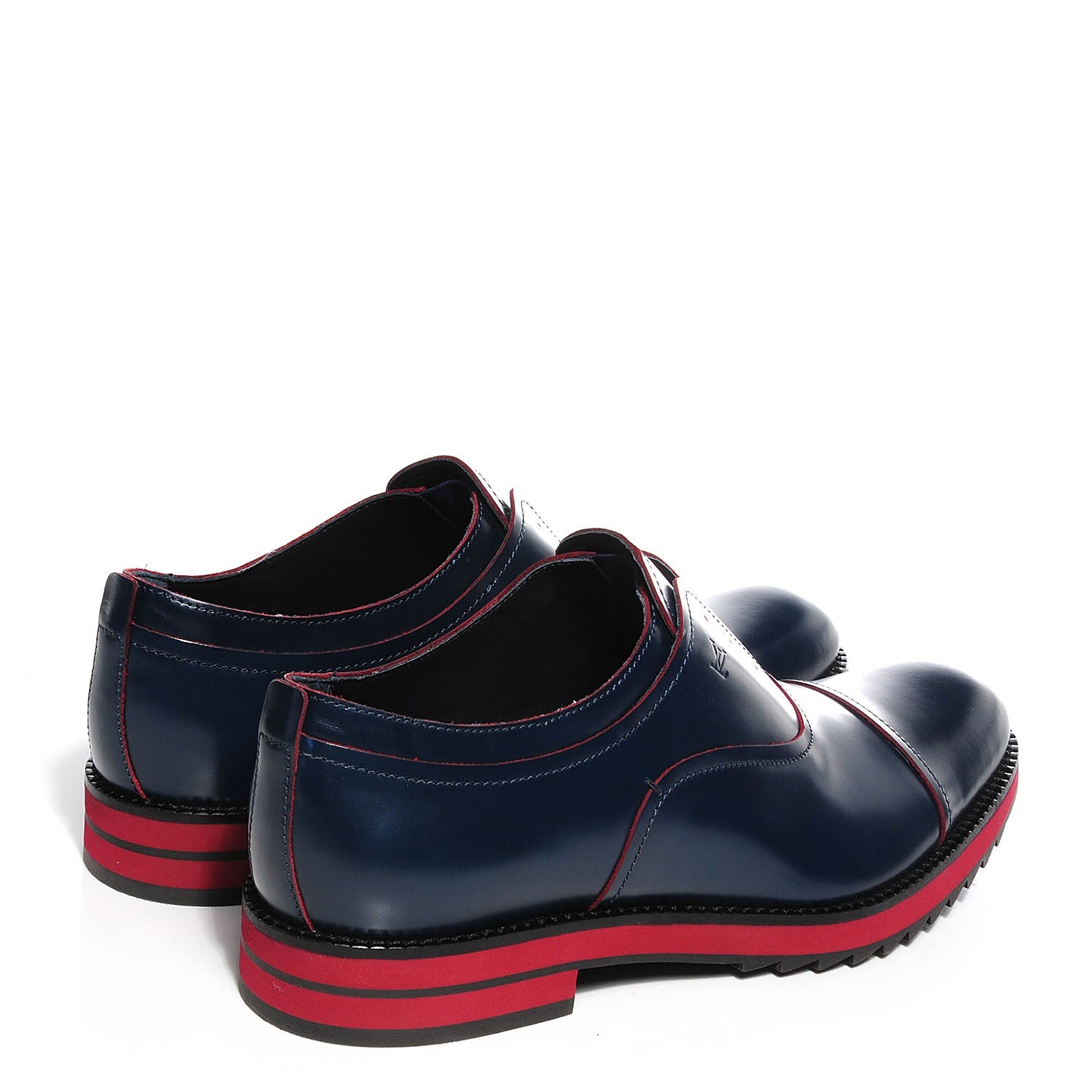 Louis Vuitton Glazed Calfskin Steel Richelieu Mens Oxfords 10 Marine 4 of 8