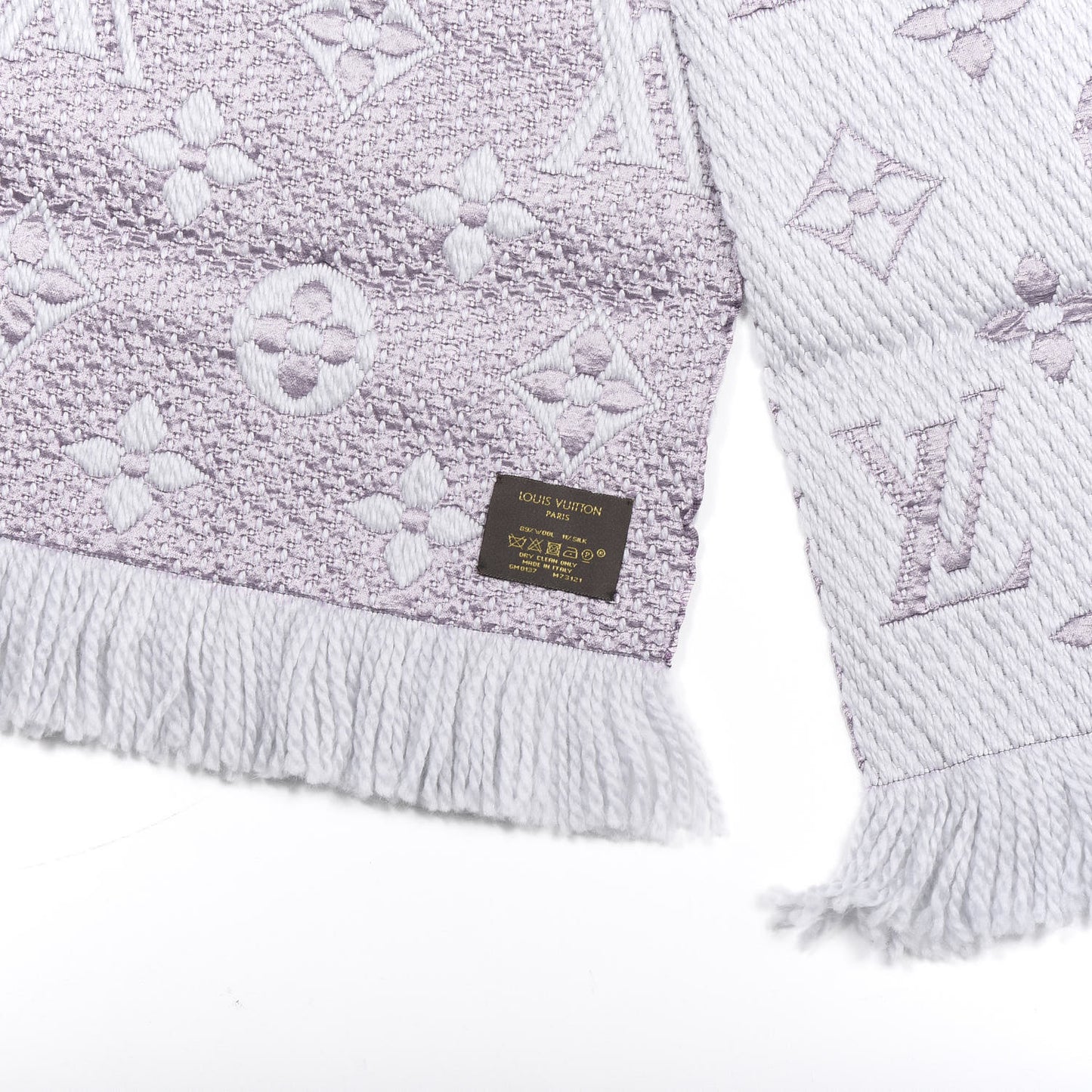 Wool Silk Logomania Scarf Pearl Grey