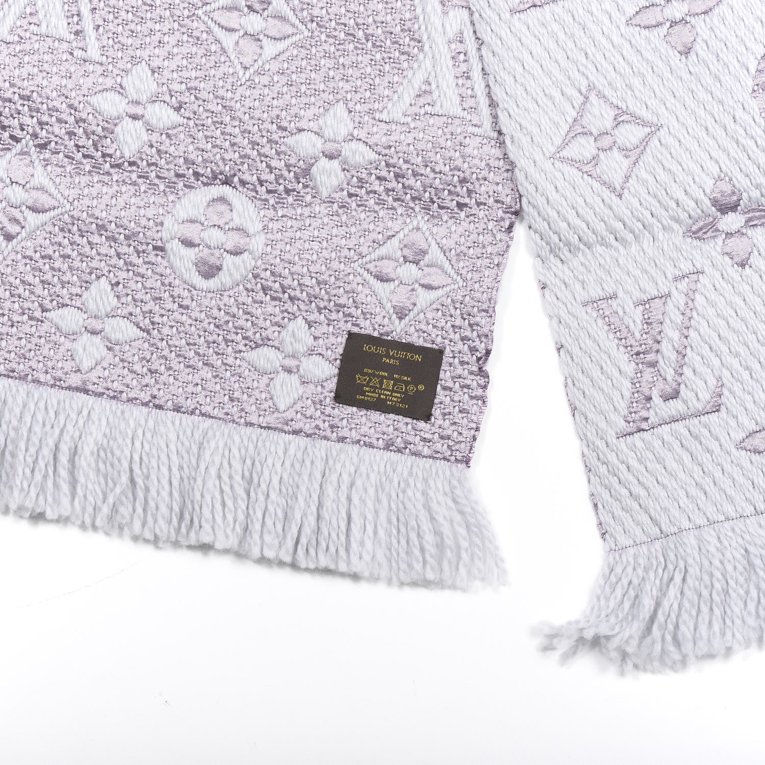 Louis Vuitton Wool Silk Logomania Scarf Pearl Grey 3 of 3