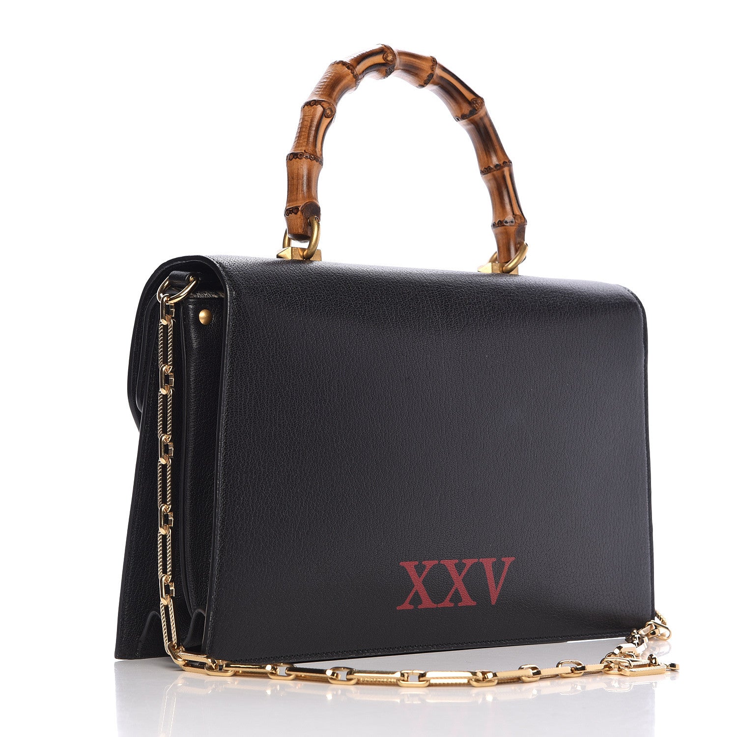 Gucci Calfskin Snakeskin Studded Medium Ottilia Top Handle Bag Black 3 of 13