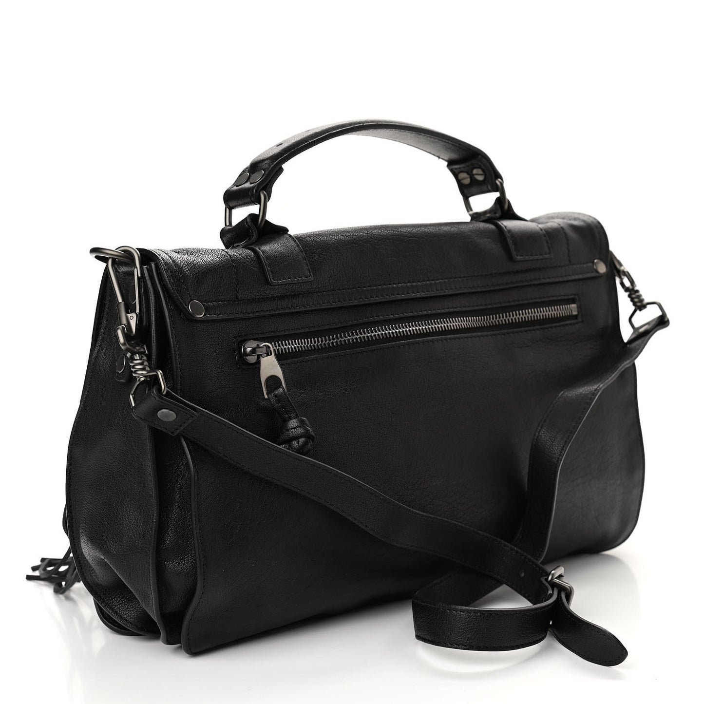 Lambskin Tiny Fringe Lux PS1 Satchel Black