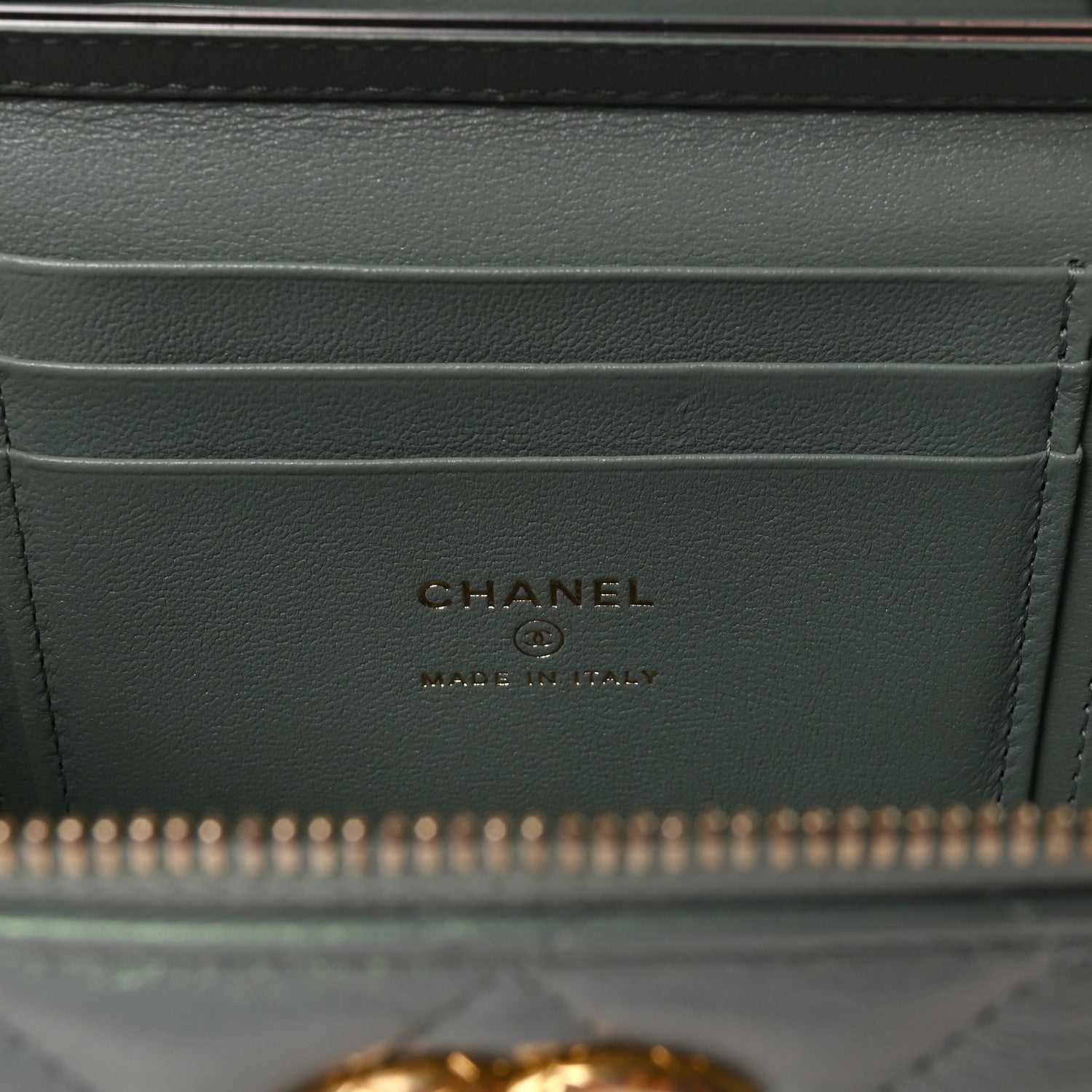 Chanel Metallic Lambskin Quilted Small CC Vanity Case With Chain Grey 6 of 11