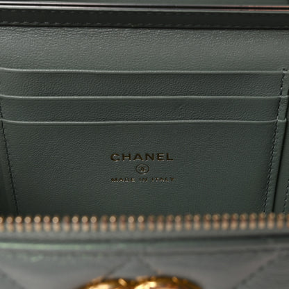 Chanel Metallic Lambskin Quilted Small CC Vanity Case With Chain Grey 6 of 11
