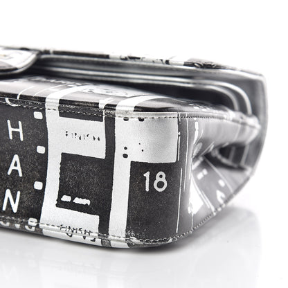 Chanel Lambskin Hand Painted Medium Double Flap Black Silver 6 of 11