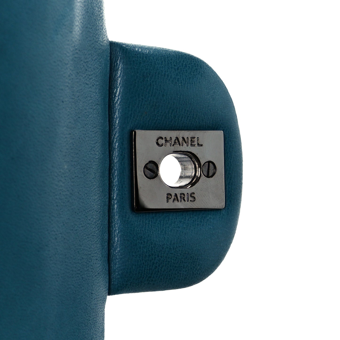 Lambskin Quilted Medium Double Flap Turquoise