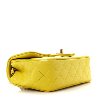 Chanel Lambskin Quilted Mini Rectangular Pearl Crush Flap Yellow 4 of 11