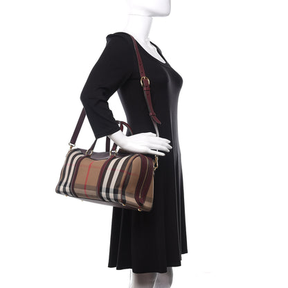 Burberry House Check Derby Calfskin Medium Alchester Bowling Bag Mahogany Red 2 of 9