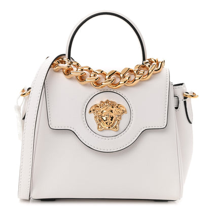 Versace Calfskin Medusa Small Top Handle Handbag Optic White 1 of 10