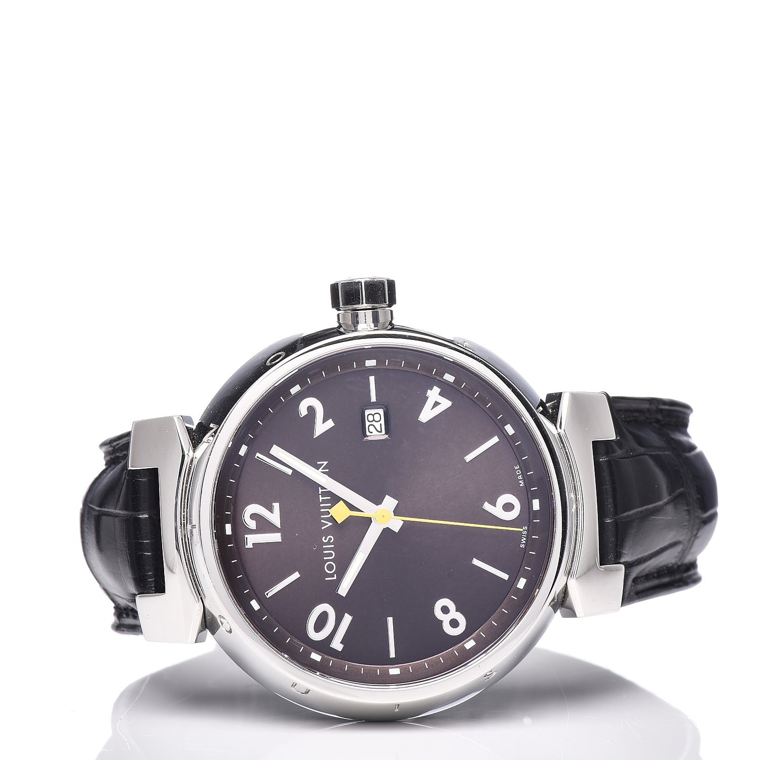 Louis Vuitton Stainless Steel Alligator 39mm Tambour Quartz Watch 3 of 8