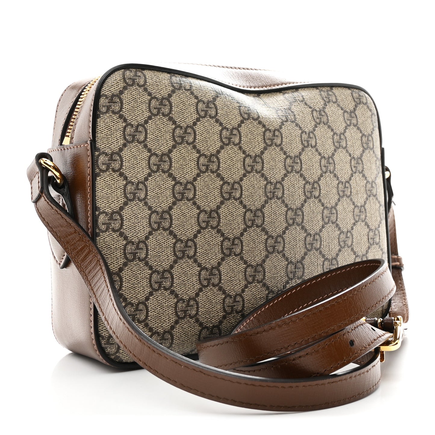 GG Supreme Monogram Small Horsebit 1955 Shoulder Bag Beige Brown Sugar