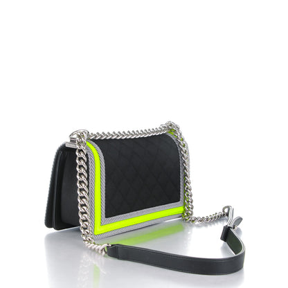 Chanel Canvas Quilted Medium Fluo Boy Flap Black Grey Yellow 3 of 11