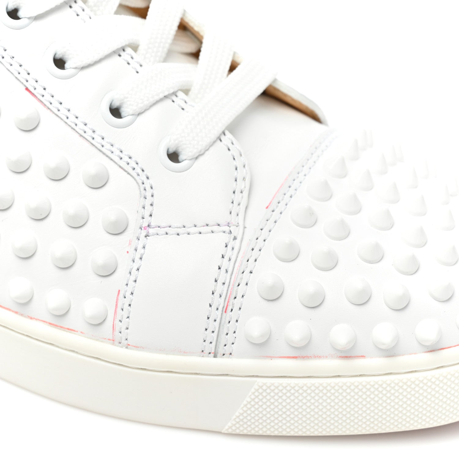 Christian Louboutin Calfskin Womens Louis Spikes Flat Sneakers 39.5 White 12 of 16