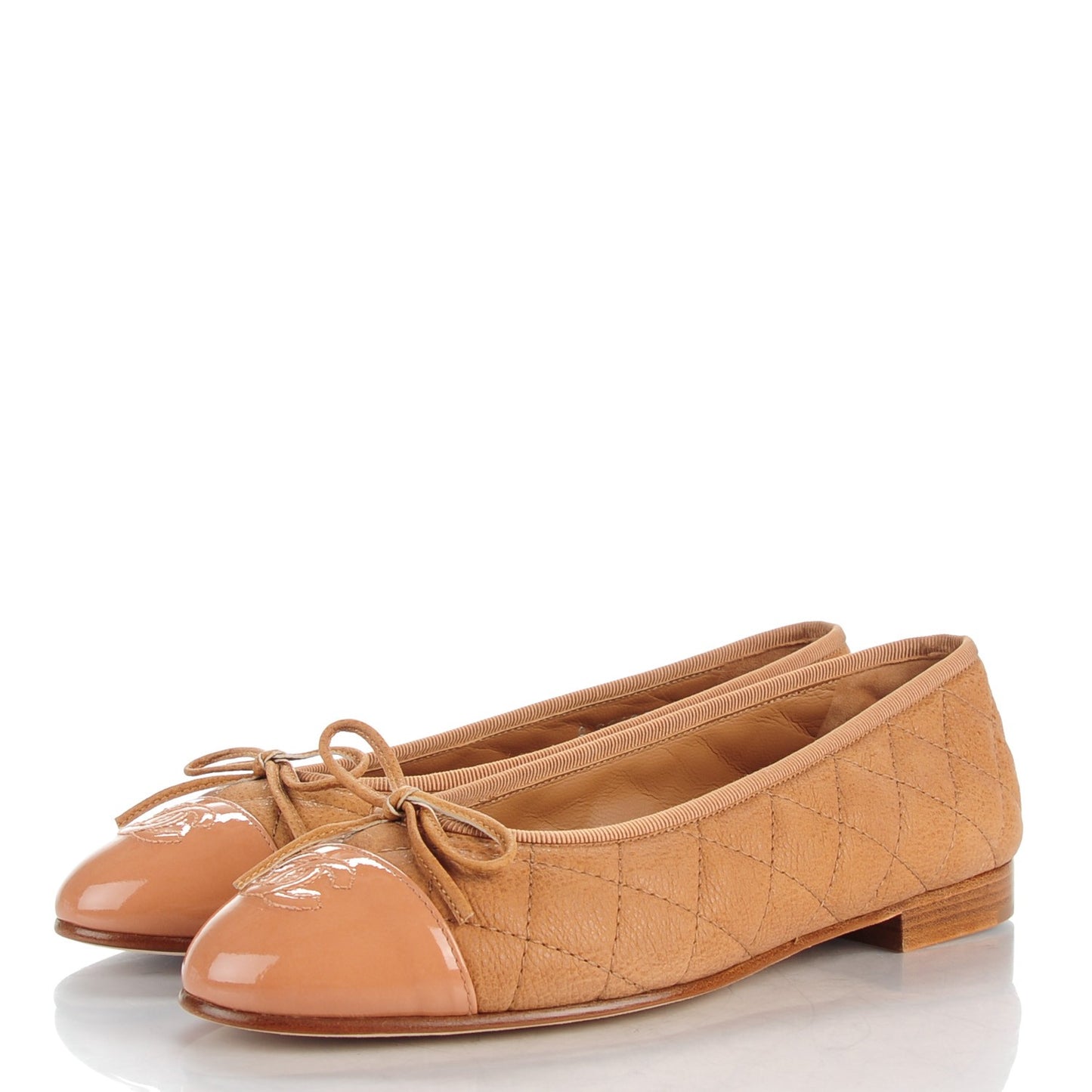 Caviar Patent CC Cap Toe Ballerina Flats 37.5 Brown