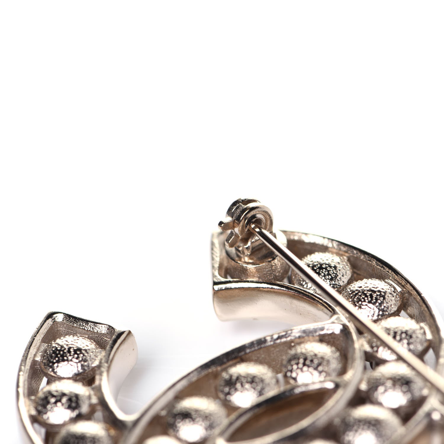 Chanel Pearl Crystal CC Brooch Gold Pearly White 4 of 7