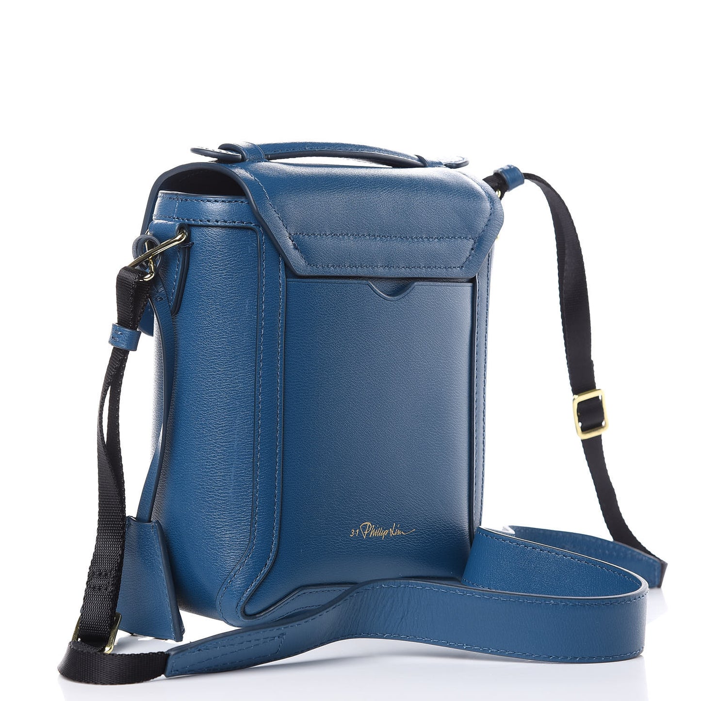 3.1 Embossed Grain Calfskin Pashli Camera Shoulder Bag Blue