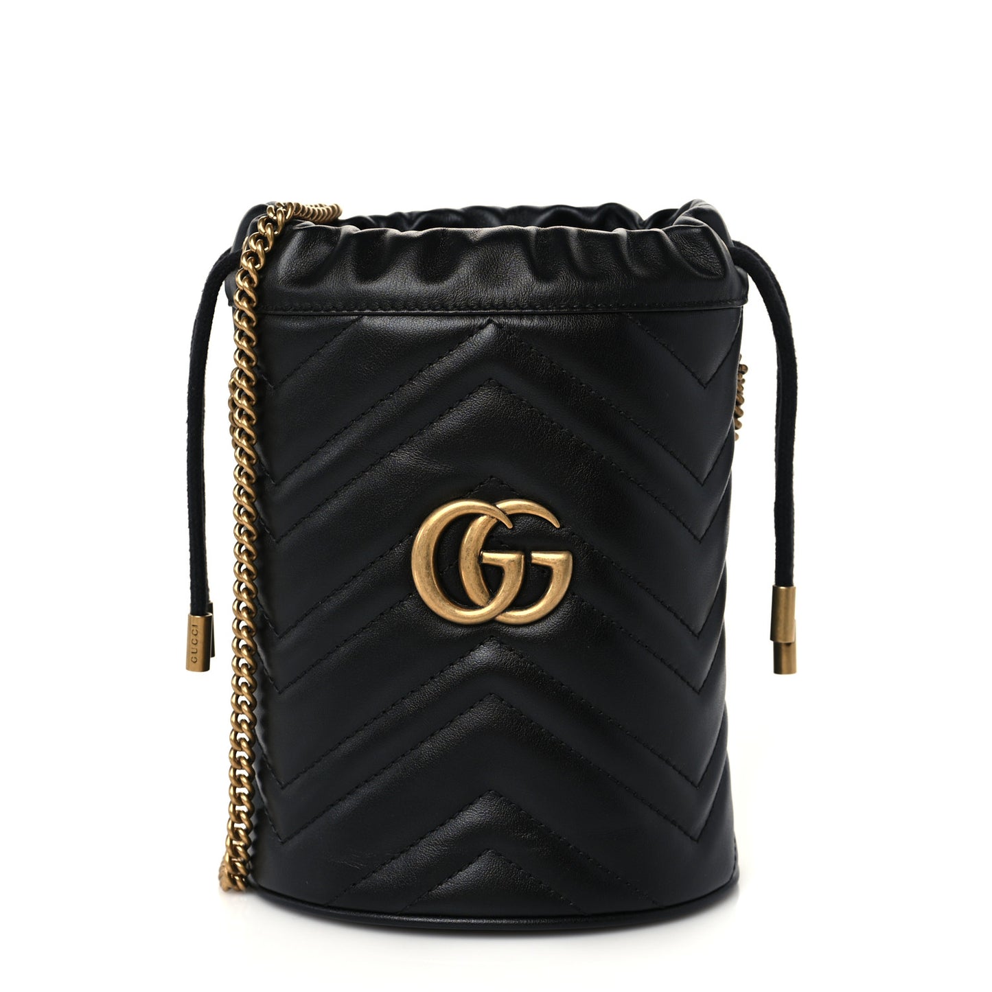 Calfskin Matelasse Mini GG Marmont 2.0 Bucket Bag Black