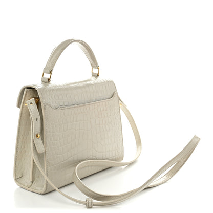 Saint Laurent Crocodile Embossed Mini Classic Monogram Cassandra Top Handle Crema Soft 3 of 12