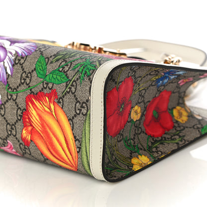 Gucci GG Supreme Monogram Flora Textured Calfskin Small Padlock Tote Beige Ebony Multicolor Mystic White 11 of 11